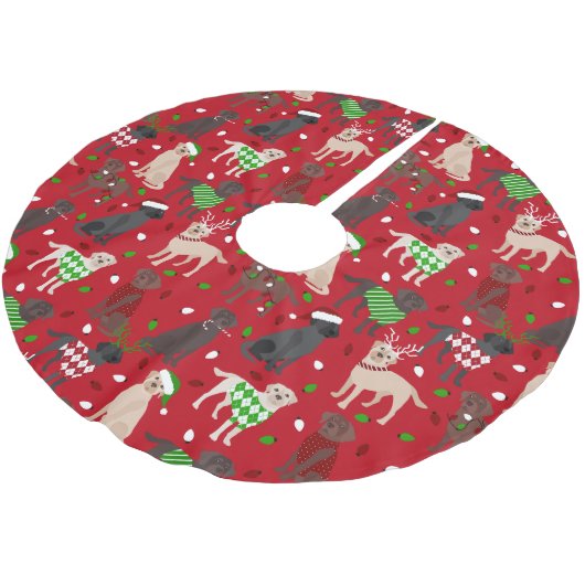 Weihnachts Labrador Retriever Polyester Weihnachtsbaumdecke (Schrägansicht)