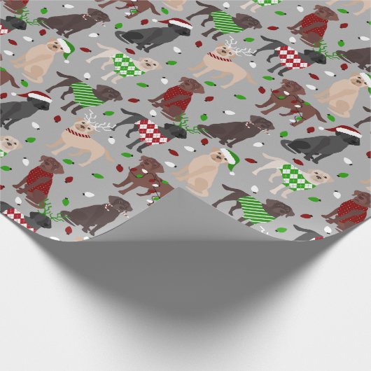Weihnachts-Labrador Retriever-Wrapping-Papier Geschenkpapier (Ecke)