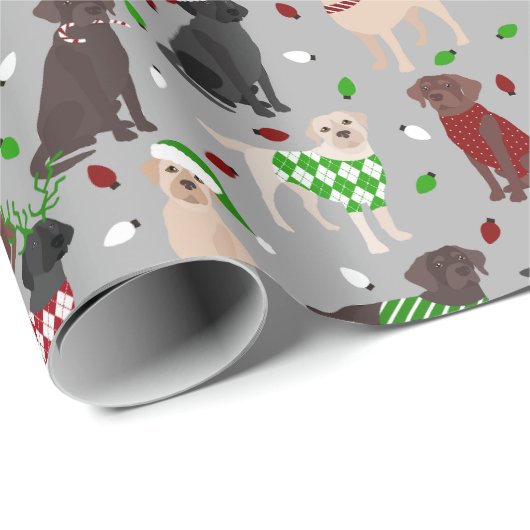 Weihnachts-Labrador Retriever-Wrapping-Papier Geschenkpapier (Rolleneckpunkt)