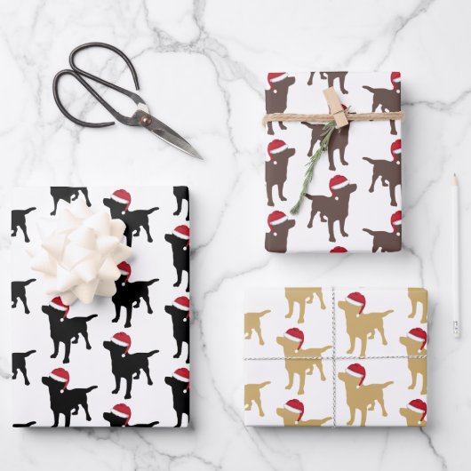 Weihnachts-Labrador Retrievers Hunde in Weihnachts Geschenkpapier Set (Vorderseite)