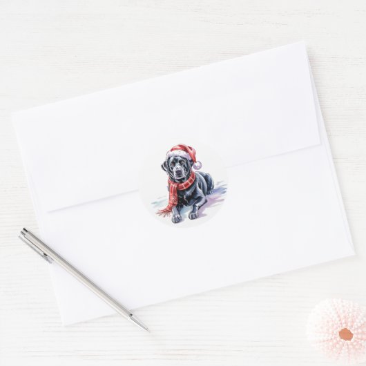 Weihnachts-Labrador-Rundsticker Runder Aufkleber (Umschlag)