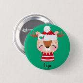 Weihnachts-Lächeln Rentier-Gesicht Button (Vorne & Hinten)