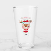 Weihnachts-Lächeln Rentier-Gesicht Glas (Rückseite)