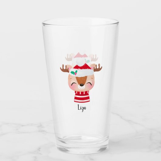 Weihnachts-Lächeln Rentier-Gesicht Glas (Vorderseite)