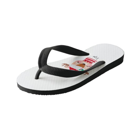 Weihnachts-Lächeln Rentier-Gesicht Kinderbadesandalen (Schrägansicht)