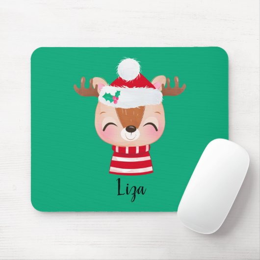 Weihnachts-Lächeln Rentier-Gesicht Mousepad (Mit Mouse)
