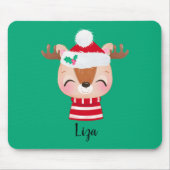 Weihnachts-Lächeln Rentier-Gesicht Mousepad (Vorne)