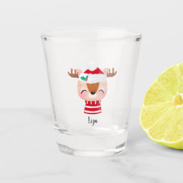 Weihnachts-Lächeln Rentier-Gesicht Schnapsglas