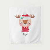 Weihnachts-Lächeln Rentier-Gesicht Wandteppich (Vorderseite)