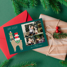Weihnachts Lama 3 FotoCollage Feiertagskarte