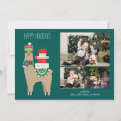 Weihnachts Lama 3 FotoCollage Feiertagskarte (Vorderseite)