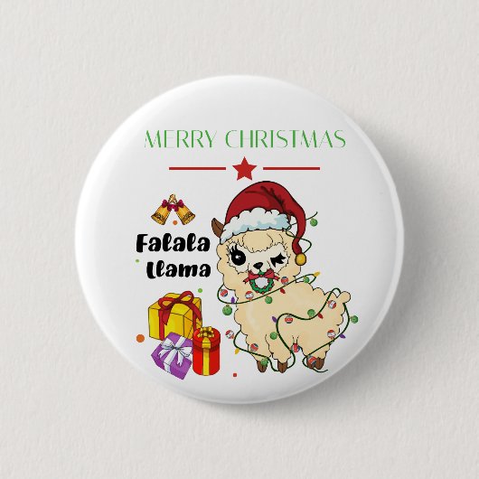 Weihnachts-Lama-Button Button (Vorderseite)