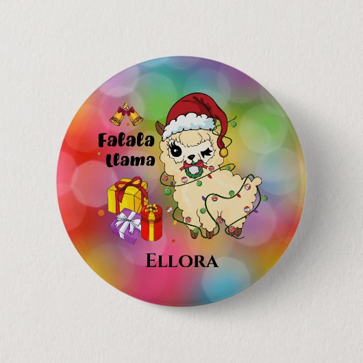 Weihnachts-Lama-Button Button (Vorderseite)