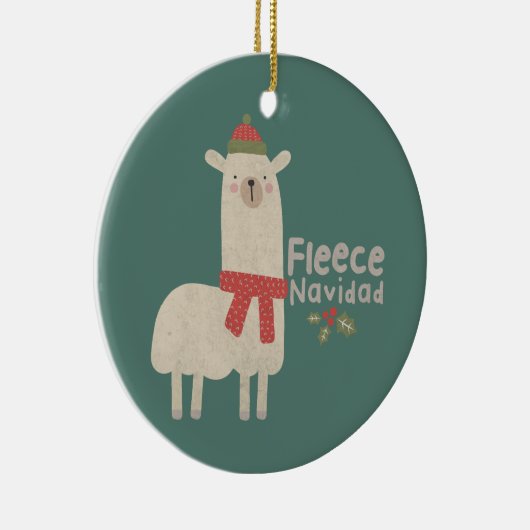 Weihnachts-Lama-Pun: Fleece Navidad Keramik Ornament (Rechts)