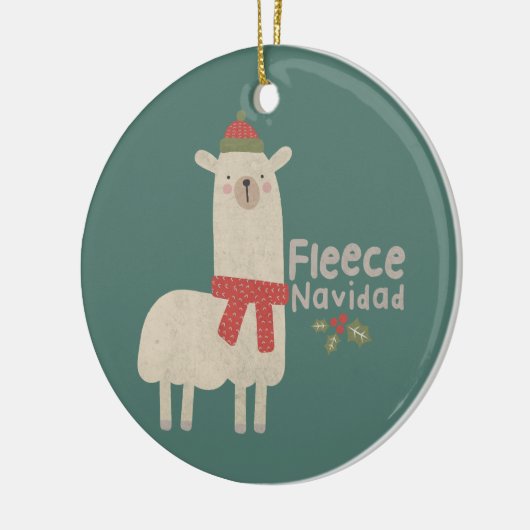 Weihnachts-Lama-Pun: Fleece Navidad Keramik Ornament (Links)