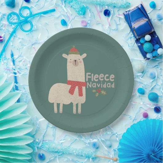 Weihnachts-Lama-Pun: Fleece Navidad Pappteller (Party)