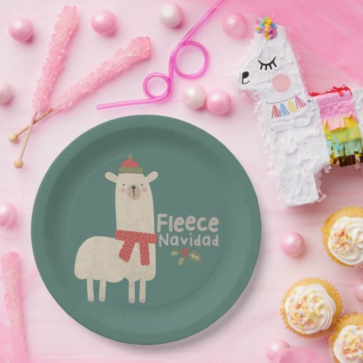 Weihnachts-Lama-Pun: Fleece Navidad Pappteller (Party)