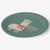 Weihnachts-Lama-Pun: Fleece Navidad Pappteller (Schrägansicht)