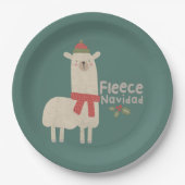 Weihnachts-Lama-Pun: Fleece Navidad Pappteller (Vorderseite)
