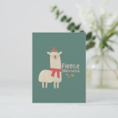 Weihnachts-Lama-Pun: Fleece Navidad Postkarte (Stehend Vorderseite)
