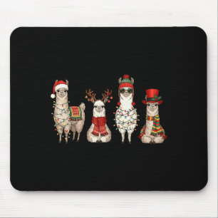 Weihnachts-Lama-Quartett beleuchtet Santa-Hirschge Mousepad