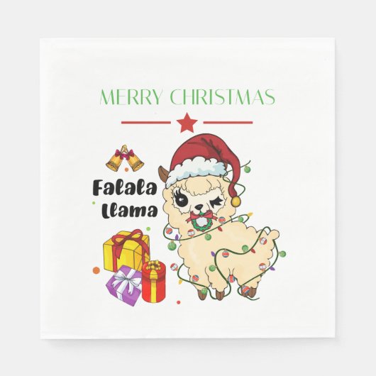 Weihnachts-Lama-Serviette Serviette (Vorderseite)