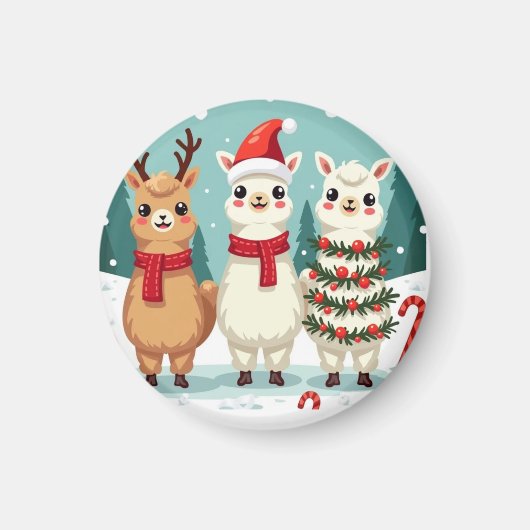 Weihnachts-Lamas-Parade  Magnet (Vorne)