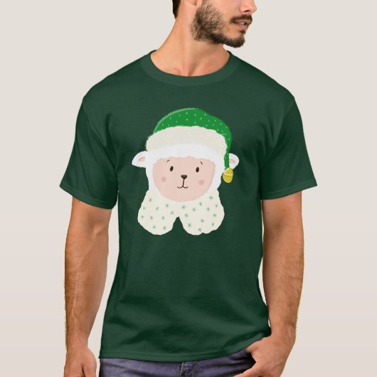 Weihnachts-Lamm-Schaf mit Elfenhut T-Shirt (Vorderseite)