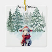 Weihnachts-Lamm-Schmuck Keramikornament (Vorderseite)