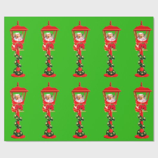 Weihnachts-Lampe Post Red Wrapper Geschenkpapier (Flach)