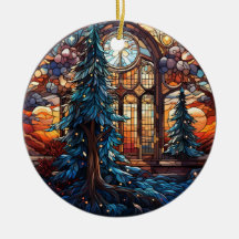 Weihnachts Landschaft Buntglas Stil