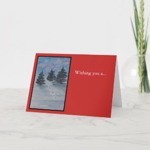 Weihnachts-Landschaft in Rot Feiertagskarte