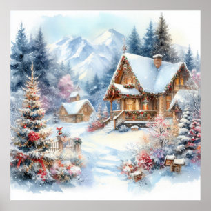 Weihnachts-Landschaft-Kunst-Poster Poster