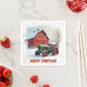 Weihnachts-Landwirtschaftstraktor und rote Scheune Serviette (Beispiel)