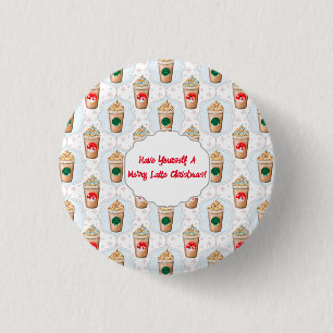 Weihnachts-Latte-Ogee-Schneemuster Button