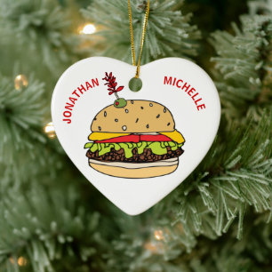 Weihnachts-Lebensmittel Burger Paare Namen Keramik Ornament