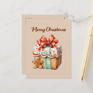 Weihnachts-Lebkuchen Aquarelltag Feiertagspostkarte