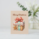 Weihnachts-Lebkuchen Aquarelltag Feiertagspostkarte (Stehend Vorderseite)