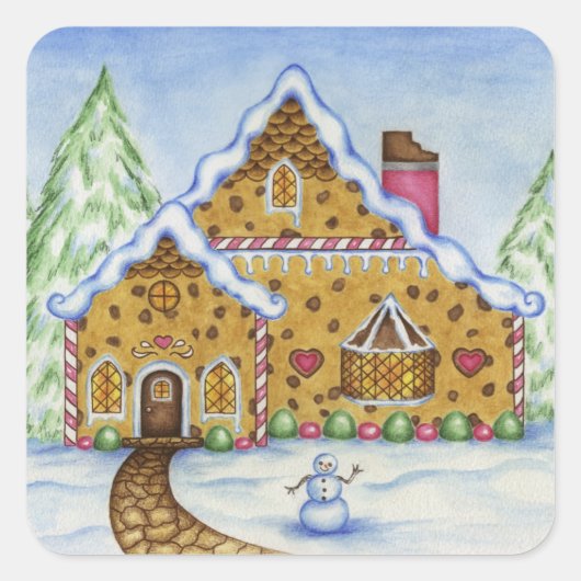 Weihnachts-Lebkuchen-Aufkleber Quadratischer Aufkleber (Vorderseite)