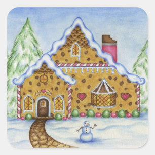 Weihnachts-Lebkuchen-Aufkleber Quadratischer Aufkleber