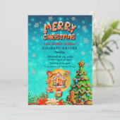 Weihnachts-Lebkuchen Candy House und Neujahr in Einladung (Stehend Vorderseite)