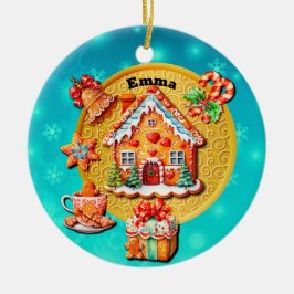 Weihnachts-Lebkuchen Candy House und Neujahr Keramik Ornament