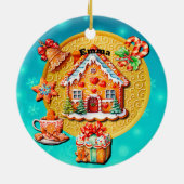 Weihnachts-Lebkuchen Candy House und Neujahr Keramik Ornament (Hinten)