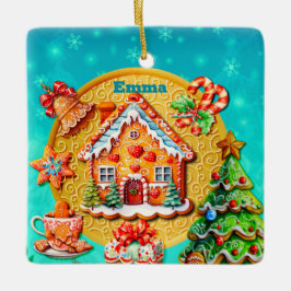 Weihnachts-Lebkuchen Candy House und Neujahr Keramikornament