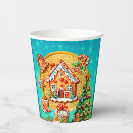 Weihnachts-Lebkuchen Candy House und Neujahr Pappbecher