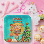 Weihnachts-Lebkuchen Candy House und Neujahr Pappteller (Party)
