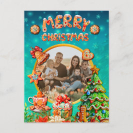 Weihnachts-Lebkuchen Candy House und Neujahr Postkarte