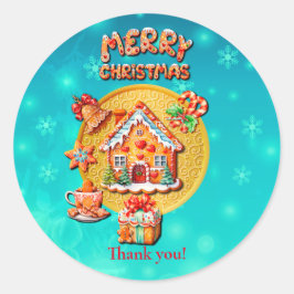 Weihnachts-Lebkuchen Candy House und Neujahr Runder Aufkleber