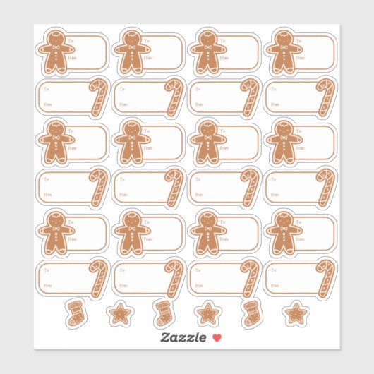 Weihnachts-Lebkuchen-Geschenk Aufkleber (Blatt)