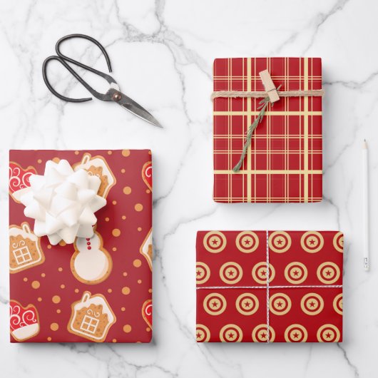 Weihnachts-Lebkuchen Geschenkpapier Set (Vorderseite)